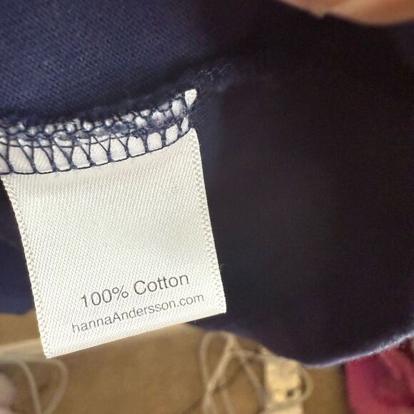 Hanna Andersson Girls Cotton Dress Navy Blue Pockets Decal Size 150CM or‎ US 12 - Picture 4 of 5